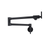 Wall Mounted Pot Filler Double Handle Kitchen Sink Faucet Folding Brass Swing Arm Modern Taps in Matte Black