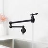 360-Degree Wall Mounted Pot Filler kitchen faucet with Dual Swivel in Matte Black